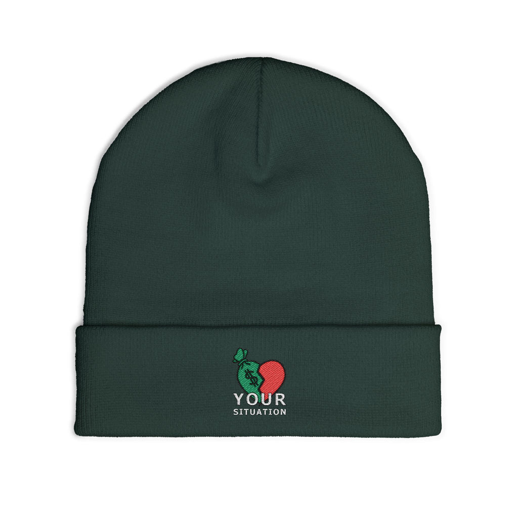 Embroidered Heart & Brain Knit Beanie – 'Your Situation' Winter Hat
