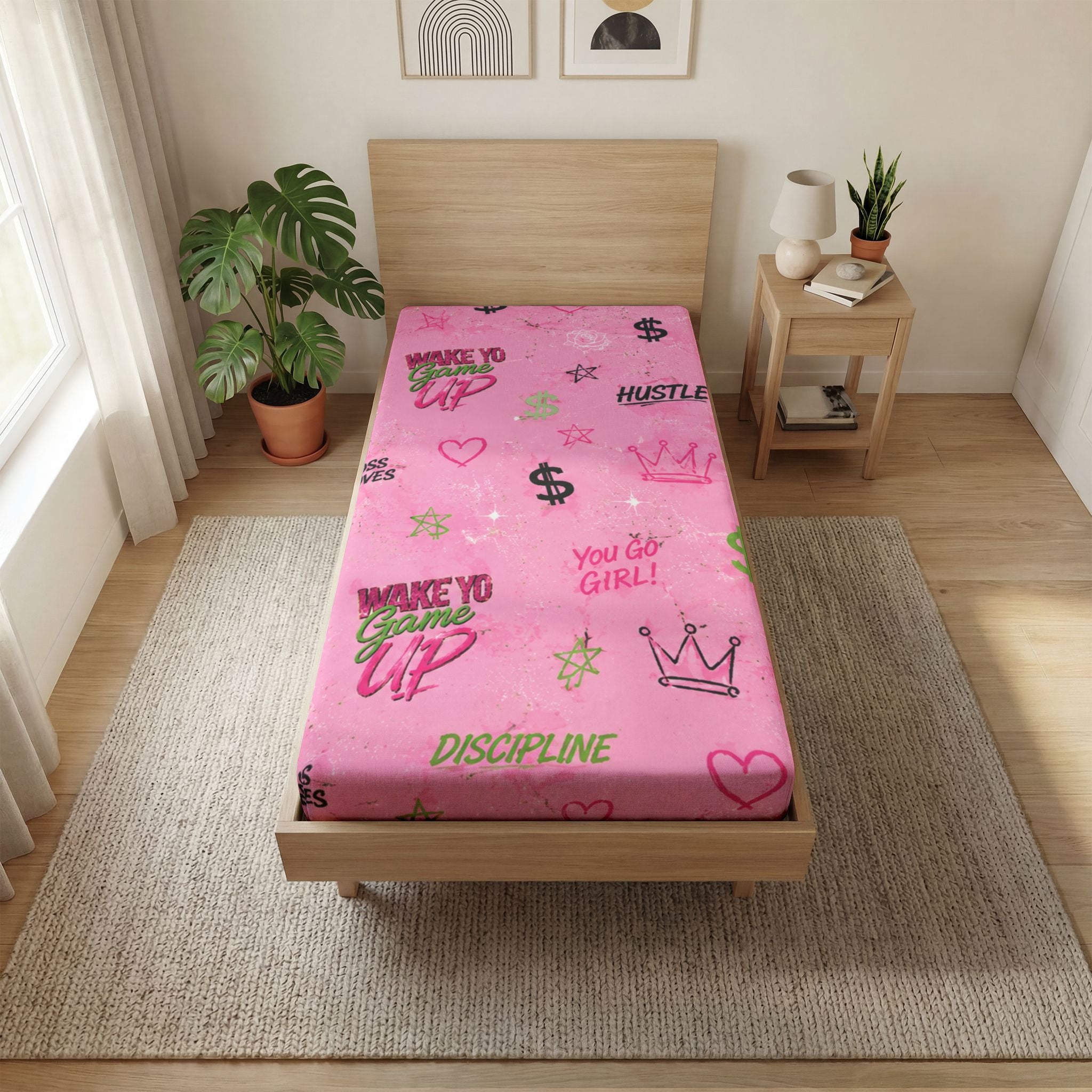 Your Situation™ Wake Yo Game Up Pink Boss Babe Bed Sheets 💕✨