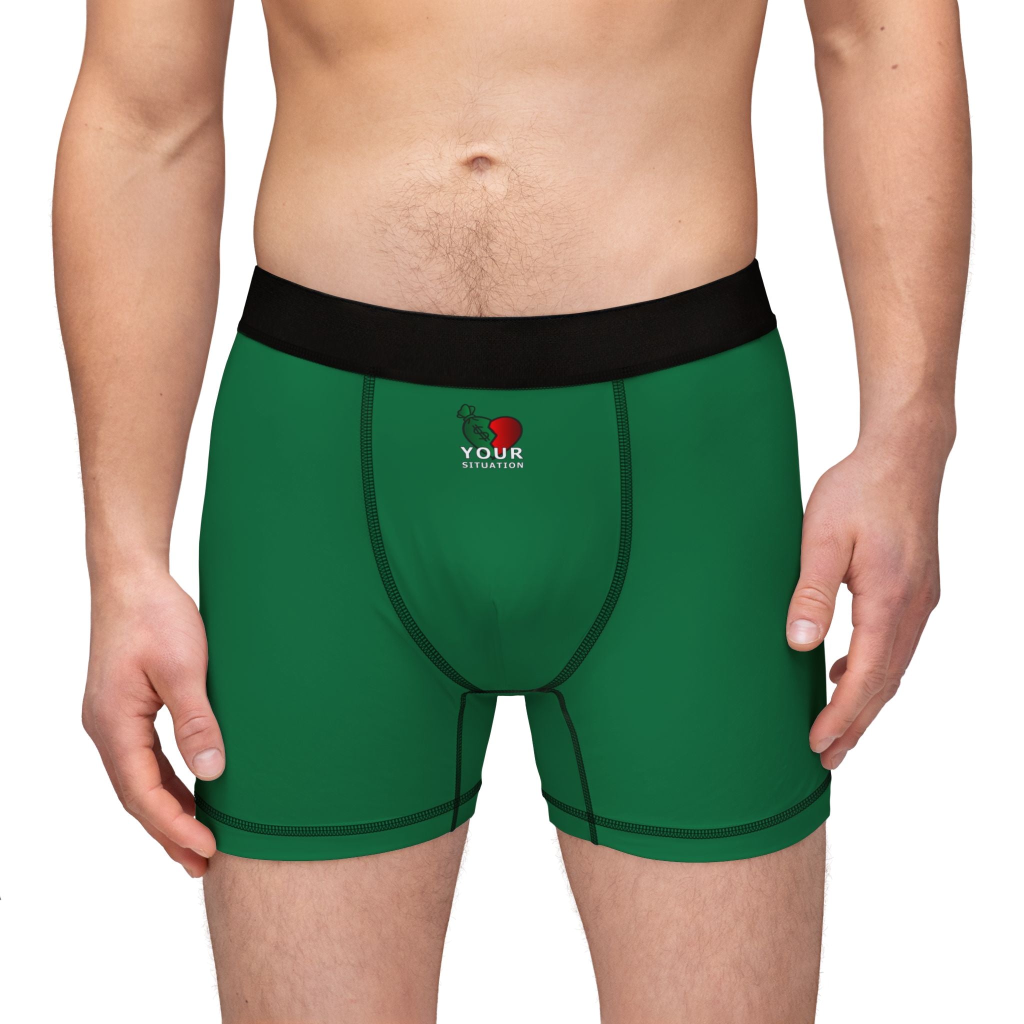 Green Men’s Boxer Briefs — Comfortable All-Over Print Undergarment