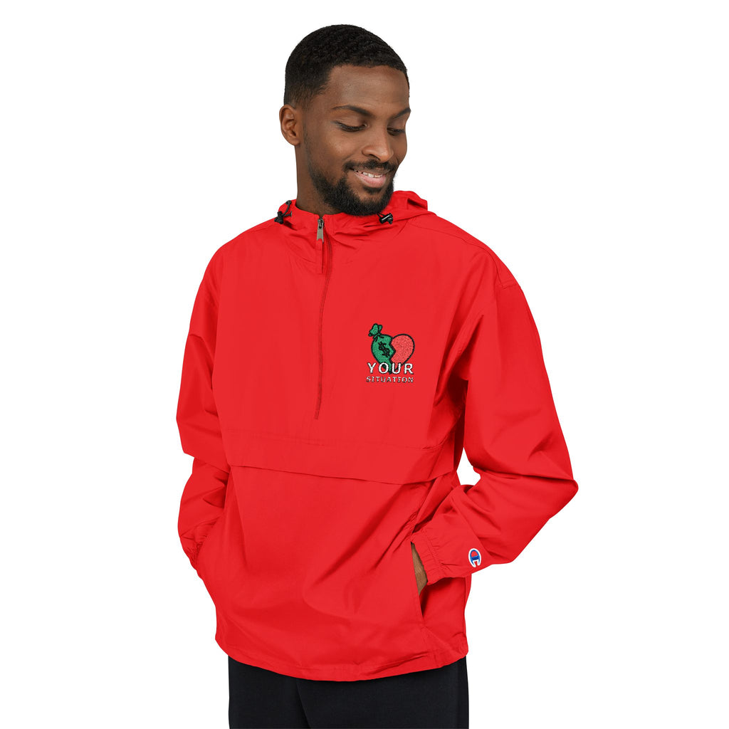 Orange Packable Anorak Jacket with 'Champion' Rose Logo — Lightweight Windbreaker