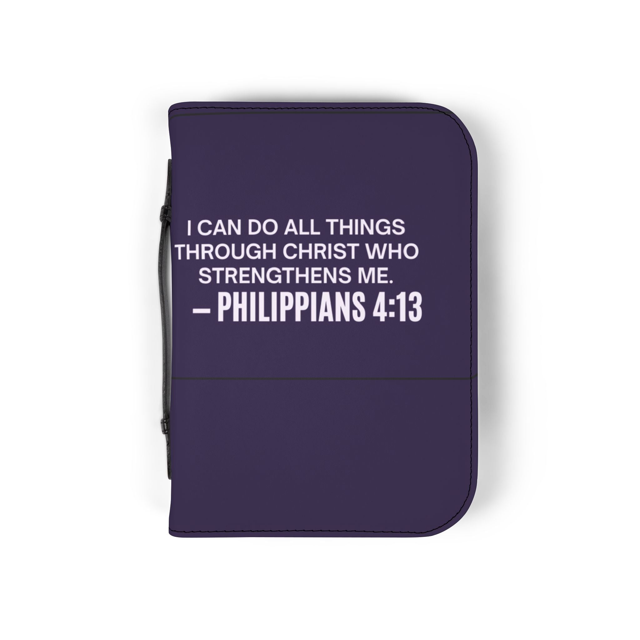 Bible Cover - Philippians 4:13 Inspirational Purple Zippered Bible Case with Cute Girl Moon Design