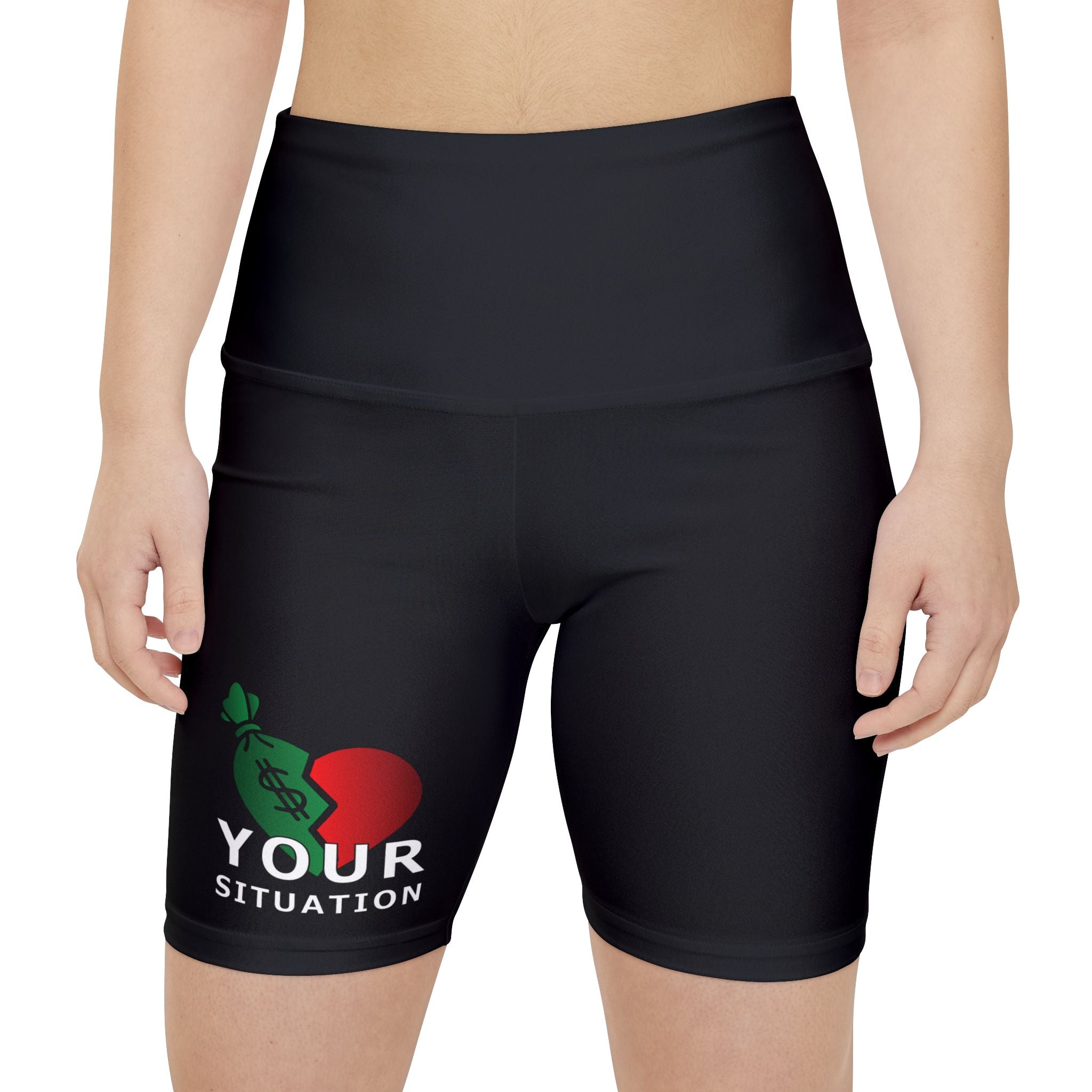 Workout Shorts — 'Your Situation' Money & Heart Graphic Women's Activewear