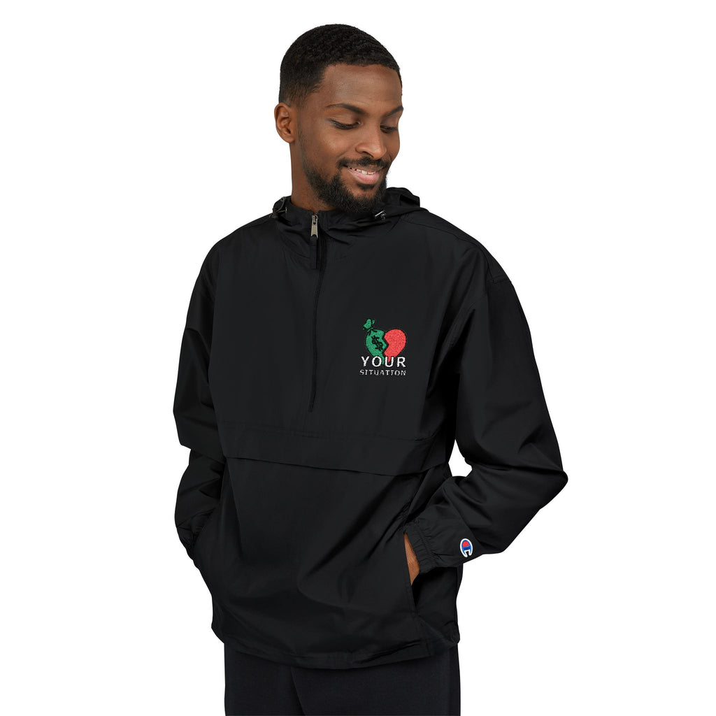 Orange Packable Anorak Jacket with 'Champion' Rose Logo — Lightweight Windbreaker