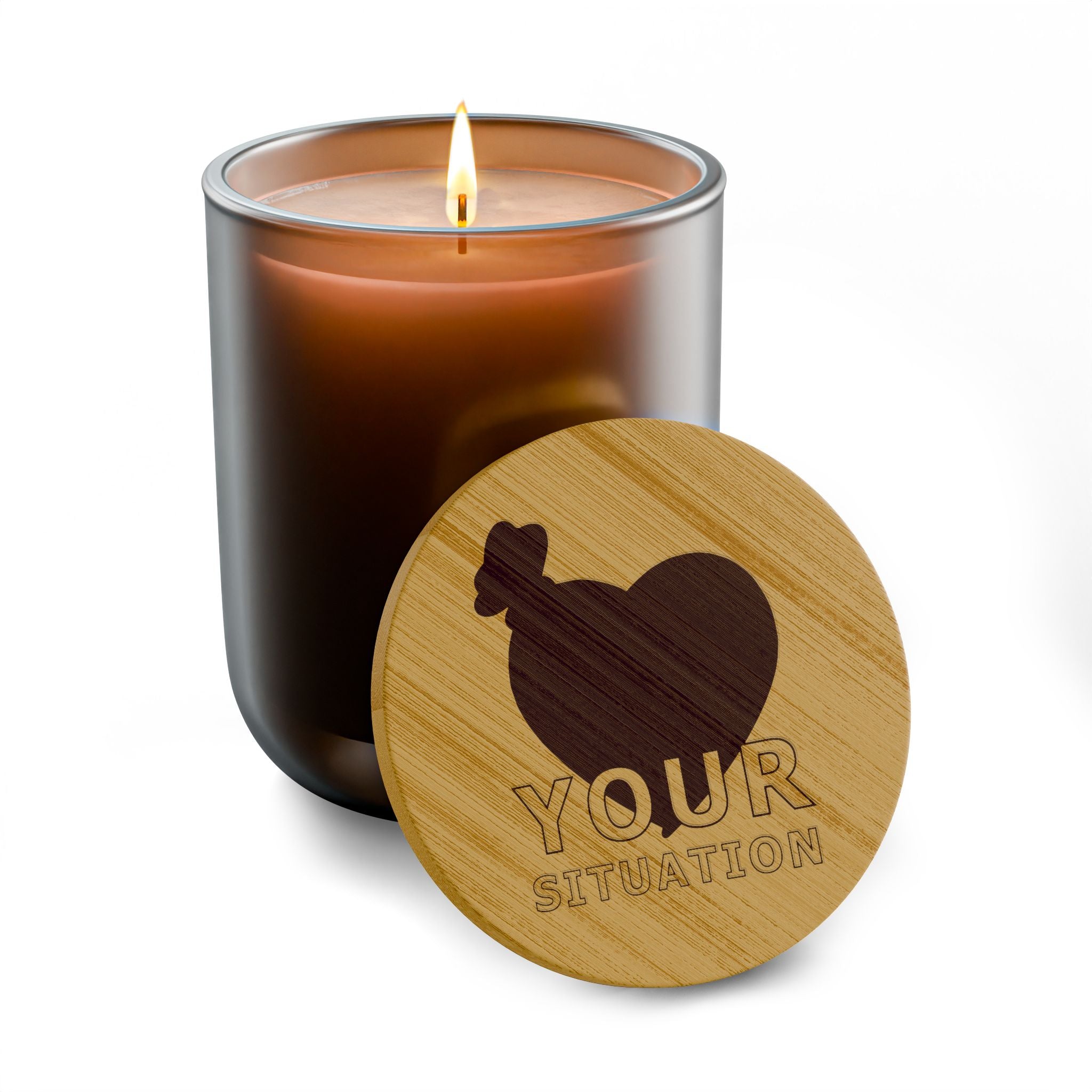 14oz Engraved Soy Candle — “Your Situation” Money & Heart Graphic