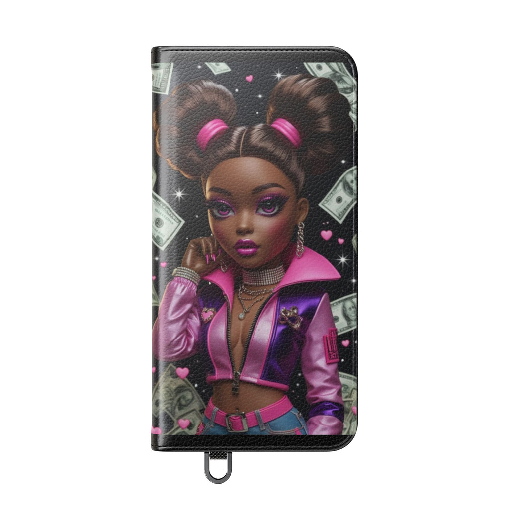 Money Girl Phone Flip Case — Cute Urban Cartoon Wallet Cover