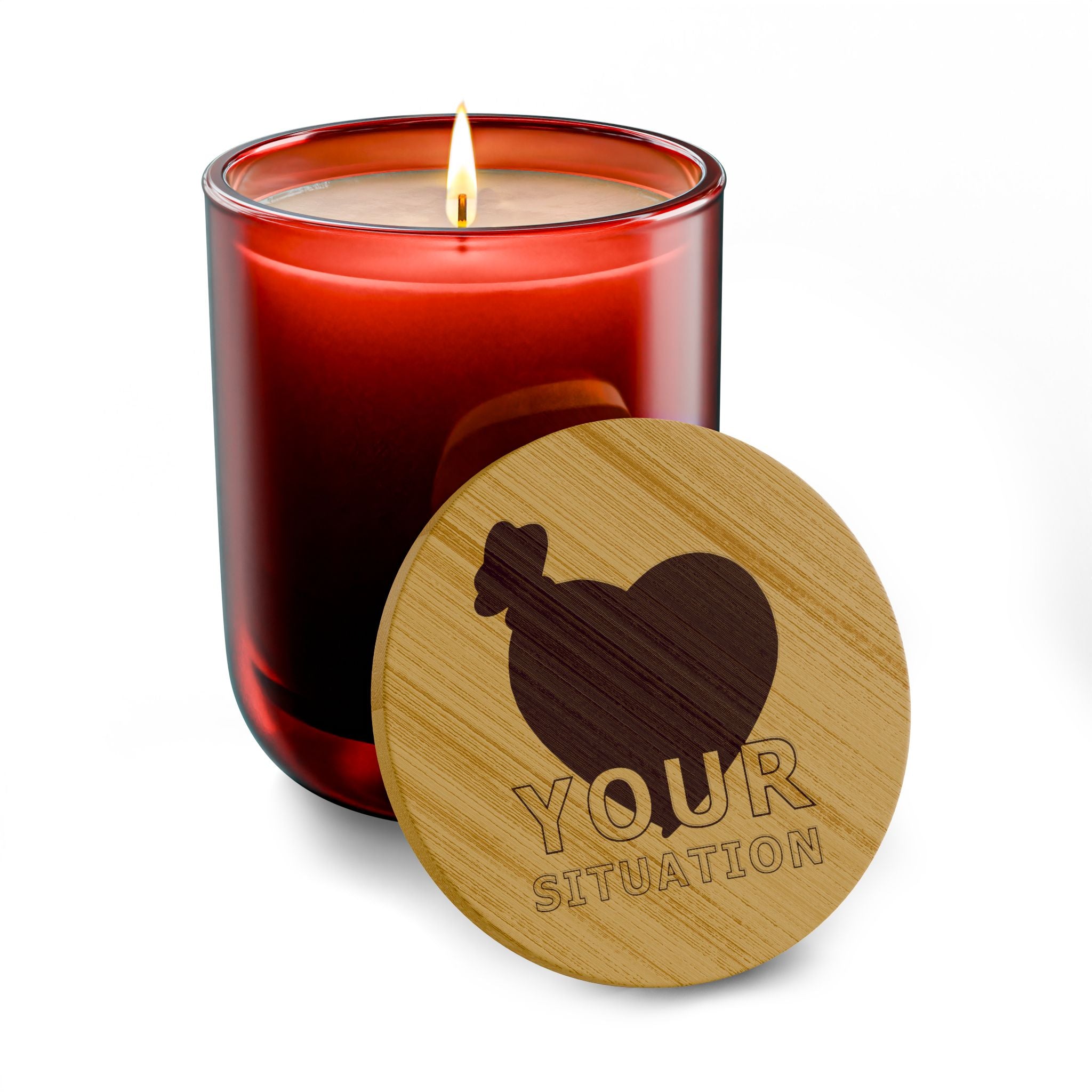 14oz Engraved Soy Candle — “Your Situation” Money & Heart Graphic