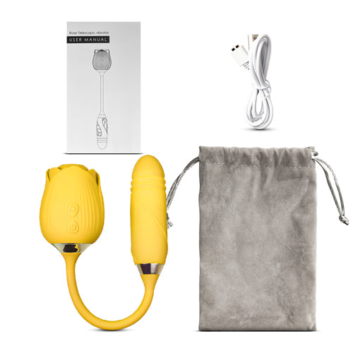 Dual-Ended Rechargeable Rose Vibrator with Flexible Neck