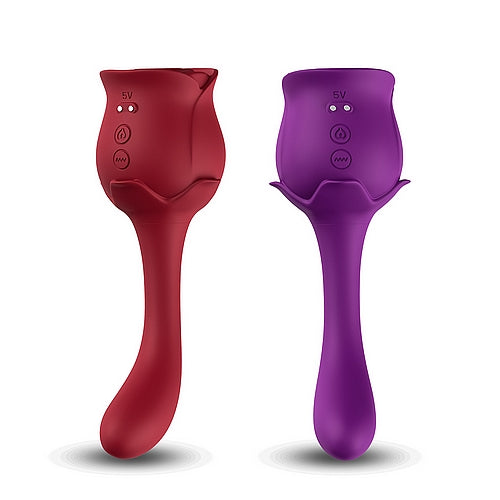 Rechargeable Rose 2-in-1 Massager – Red & Purple