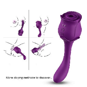 Rechargeable Rose 2-in-1 Massager – Red & Purple