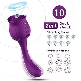 Rechargeable Rose 2-in-1 Massager – Red & Purple