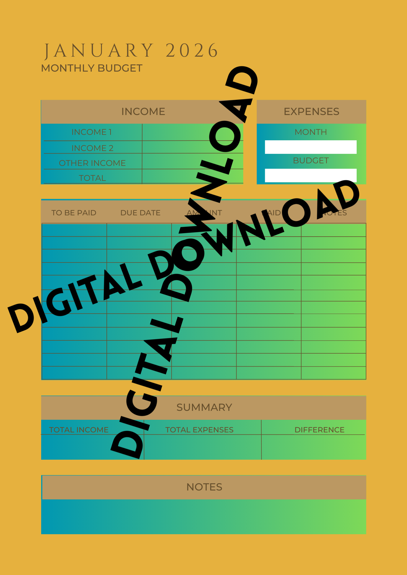 2026 Brain Dump Planner – Digital Fillable Edition (Business & Life Reset)